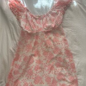 Floral Pink and White Dress
